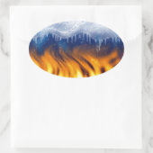 IJs en vlam Ovale Sticker (Tas)