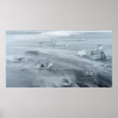 IJs en water op een strand, ijsland Poster (Voorkant)