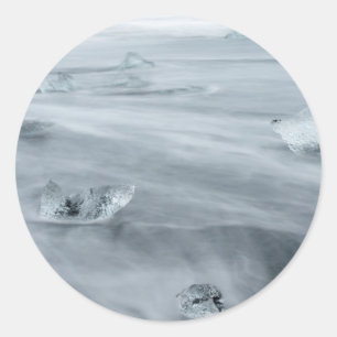 Ijs en water op een strand, IJsland Ronde Sticker