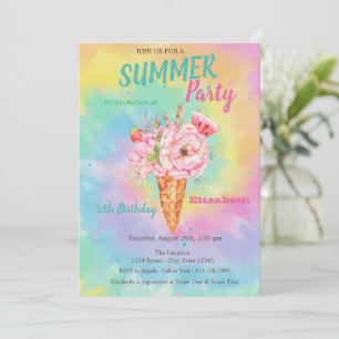 Ijs Flowers Fruit Zomer Tye Dye Verjaardag  Kaart