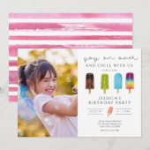 IJs Foto Zwembad Verjaardag Uitnodiging (Voorkant / Achterkant)