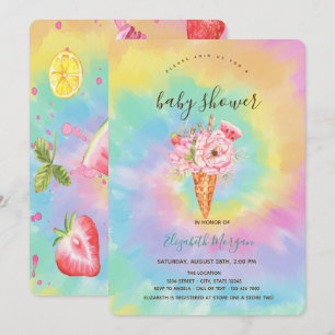 Ijs, Fruit Kleurrijke Tie Dye Baby Shower Kaart