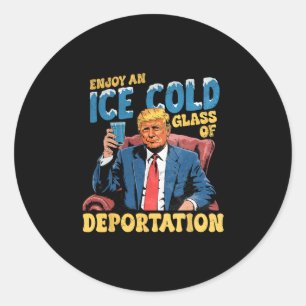 Ijs Geniet Van Een IJskoud Glas Deportatie Grappig Ronde Sticker