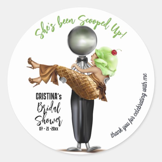 Ijs geschept bruiloftsfeest ronde sticker (Voorkant)
