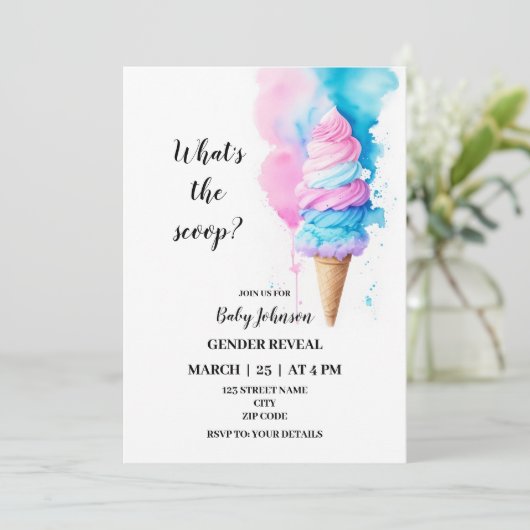 IJs geslacht onthullen uitnodiging (Staand voorkant)