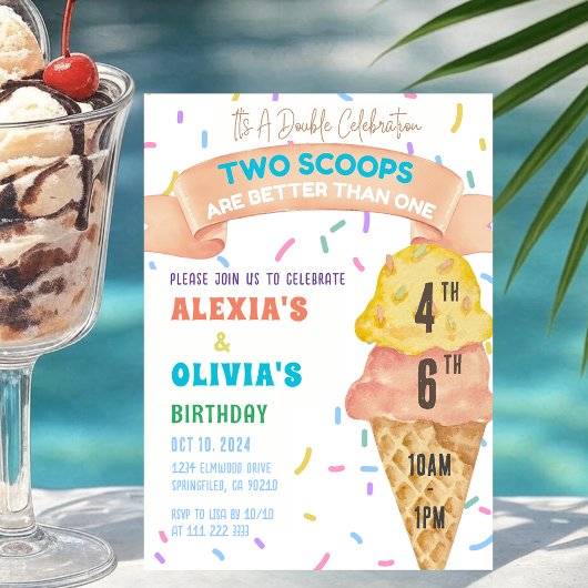 IJs gezamenlijke verjaardag broers en zussen gecom Kaart