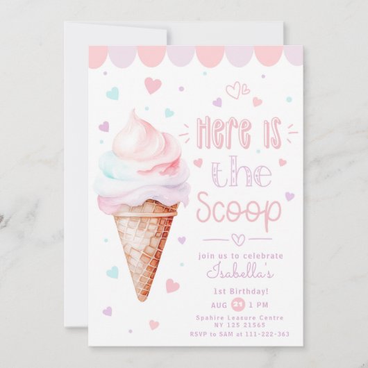 IJs Heres de scoop pastel 1e verjaardag Kaart (Voorkant)