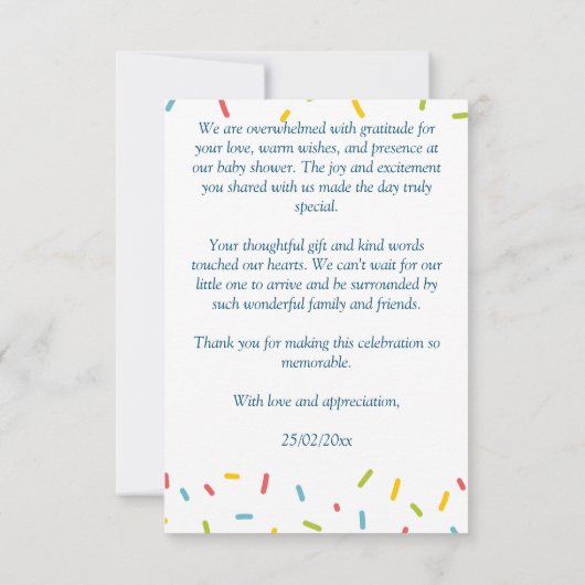 IJs hier is het schepje baby shower Bedankkaart (Achterkant)