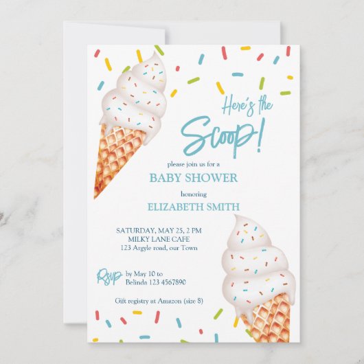IJs hier is het schepje baby shower Kaart (Voorkant)