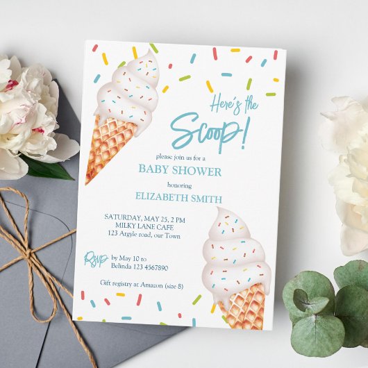 IJs hier is het schepje baby shower Kaart
