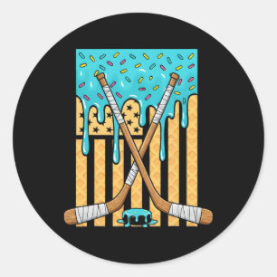 Ijs Hockey Ijsroom Drip Jongens Amerikaanse Vlag J Ronde Sticker