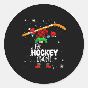 Ijs Hockey Kabouter Rood Buffalo Plaid Overeenkome Ronde Sticker