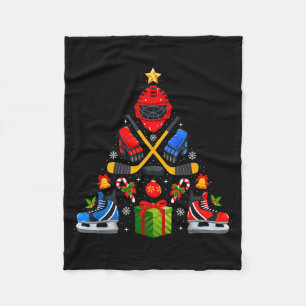 Ijs Hockey Kerstboom Lichtjes Rode Kerstman Hoed K Fleece Deken