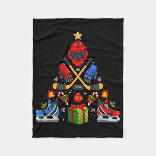 Ijs Hockey Kerstboom Lichtjes Rode Kerstman Hoed X Fleece Deken