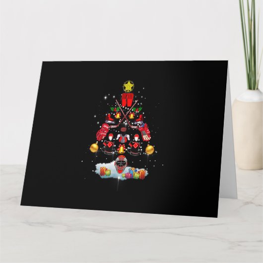 Ijs Hockey Kerstboom Ornament Boom Merry Kerstmis  Kaart (Voorkant)