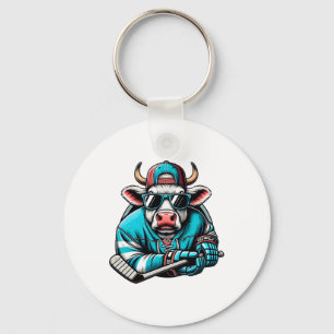 Ijs Hockey Koe Met Zonnebril Attitude  Sleutelhanger