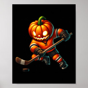 Ijs Hockey Pompoen Gezicht Halloween Kostuum Manne Poster