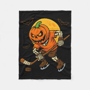 Ijs Hockey Pompoen Gezicht Halloween Skelet Pompoe Fleece Deken