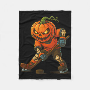 Ijs Hockey Pompoen Gezicht Halloween Skelet Pompoe Fleece Deken