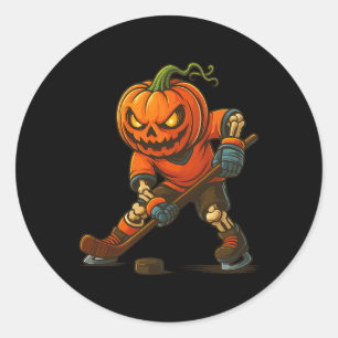 Ijs Hockey Pompoen Gezicht Halloween Skelet Pompoe Ronde Sticker