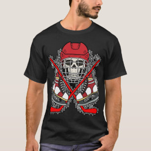 Ijs Hockey Schedel Jolly Roger Piratenvlag T-shirt