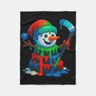Ijs Hockey Sneeuwman Kerst Ijsje Drip Kerstman Fleece Deken