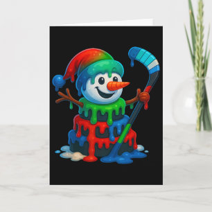 Ijs Hockey Sneeuwman Kerst Ijsje Drip Kerstman Kaart