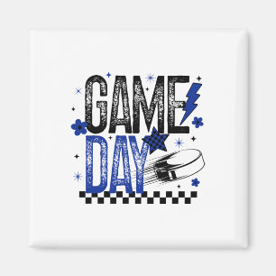 Ijs Hockey Speldag Hockey Moeder Retro Blauw En Zw Magneet