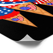 Ijs hoorntjes 4 juli Feestdag Patriottisch Poster (Hoek)