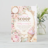 IJs, ijsje bloemenroze Kaart (Staand voorkant)