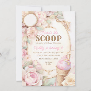 IJs, ijsje bloemenroze Kaart