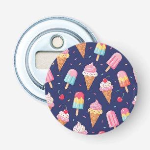 Ijs, ijslolly's en kersen patroon button flesopener