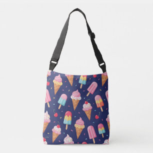 Ijs, ijslolly's en kersen patroon crossbody tas