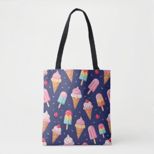 Ijs, ijslolly's en kersen patroon tote bag