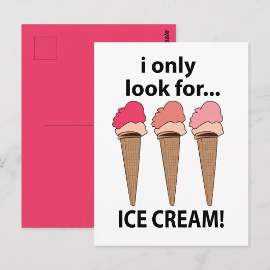 Ijs Ik zoek alleen naar ijs Briefkaart (Voorkant / Achterkant)