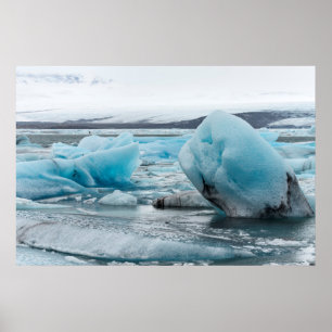 Ijs in gletsjermeer Jokulsarlon Poster