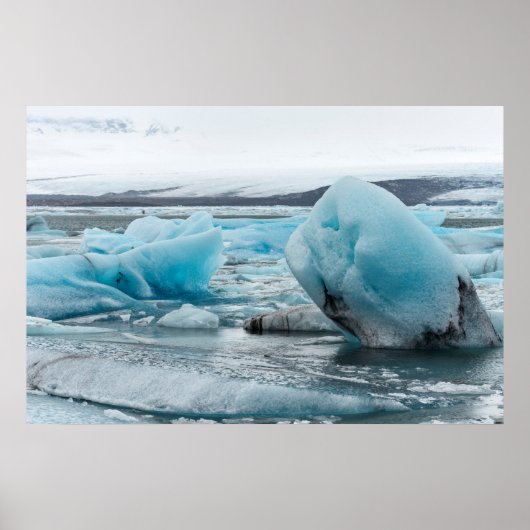 Ijs in gletsjermeer Jokulsarlon Poster (Voorkant)
