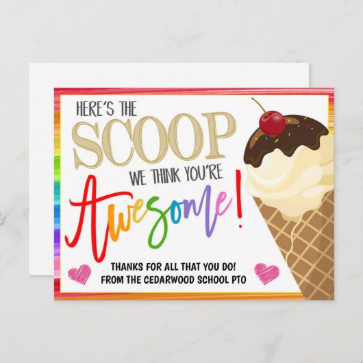 ijs kaart om dank je te zeggen (Voorkant / Achterkant)