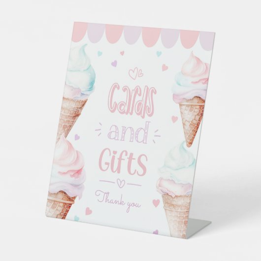 Ijs Kaarten en cadeaus verjaardagsfeest Reclamebord Met Voetstuk (Voorkant)
