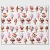 Ijs Kegels en Sundaes Cadeaupapier (Vlak)