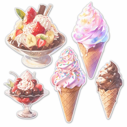 Ijs Kegels en Sundaes Sticker (Voorkant)