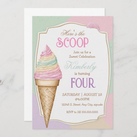 IJs kleur ingelijst verjaardagsijs Kaart (Voorkant / Achterkant)