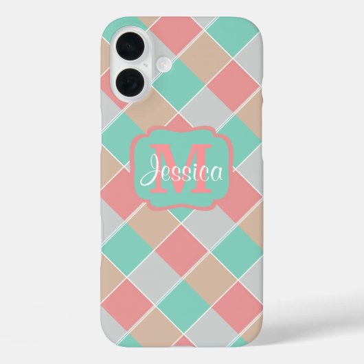 Ijs-Kleuren Geruit Gepersonaliseerd Case-Mate iPhone Case (Achterkant)
