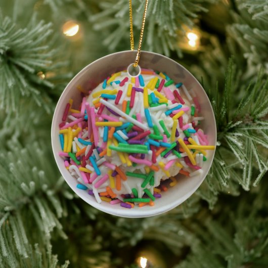 IJs Kleurrijk Roze Blauw Sprinkles Food Theme Keramisch Ornament (Boom)