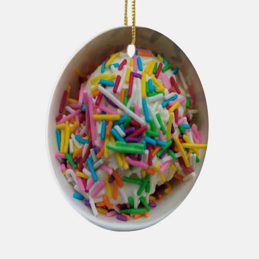IJs Kleurrijk Roze Blauw Sprinkles Food Theme Keramisch Ornament (Rechts)