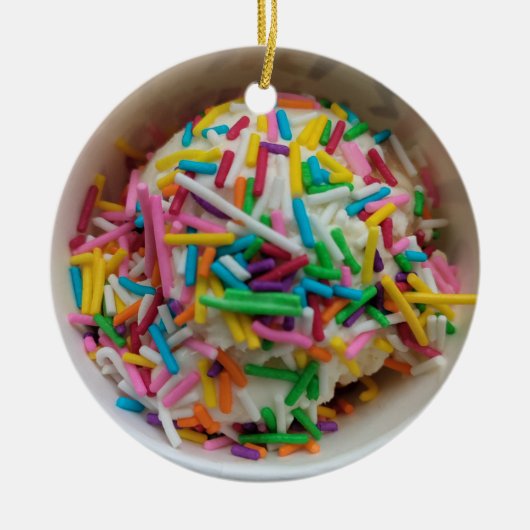 IJs Kleurrijk Roze Blauw Sprinkles Food Theme Keramisch Ornament (Voorkant)