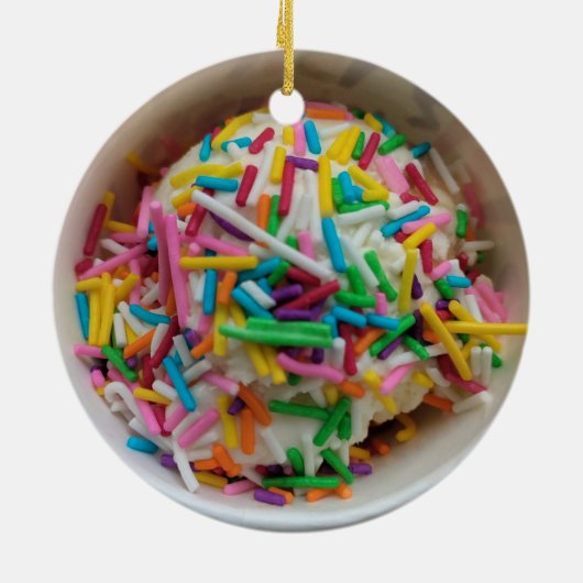 IJs Kleurrijk Roze Blauw Sprinkles Food Theme Keramisch Ornament (Achterkant)