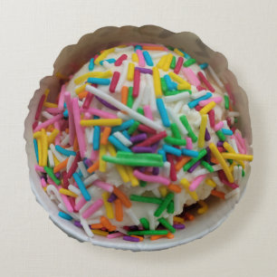 IJs Kleurrijk Roze Blauw Sprinkles Food Theme Rond Kussen