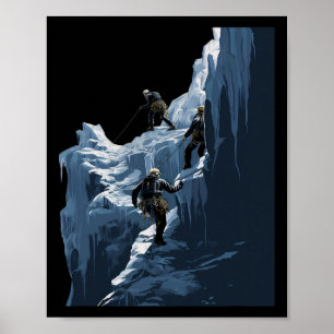 Ijs klimmen Ijs klimmer Bevroren Steen Sneeuw Berg Poster