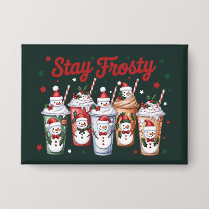 Ijs Koffie Blijf Koel Kerst Sneeuwman Kerstmis Button